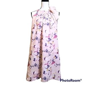 BELLAMBRA LINEN FLORAL HALTER TRAPEZE DRESS SZ XS SUMMER LIGHTWEIGHT CHIC TUNIC